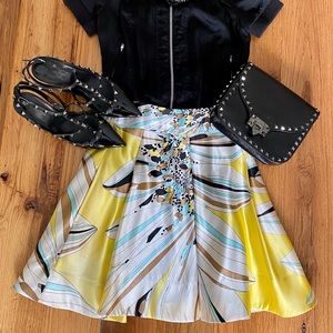 High Waisted Yellow and Black Layered Skirt